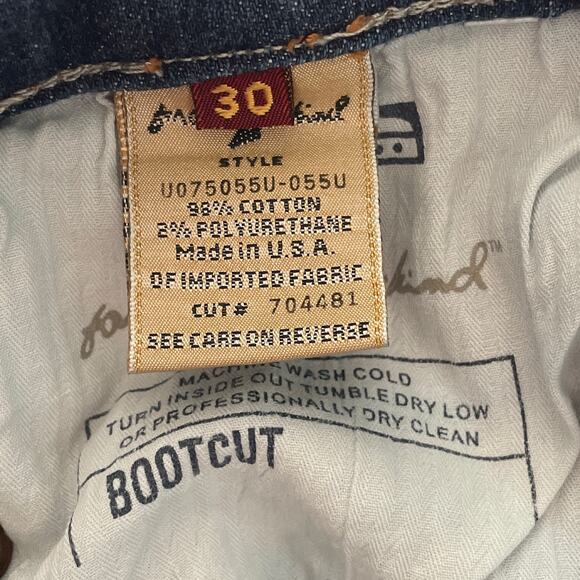 7 For All Mankind Bootcut Blue Jeans Pink Swarovski Crystal Back Pockets SZ 30 - Picture 9 of 10